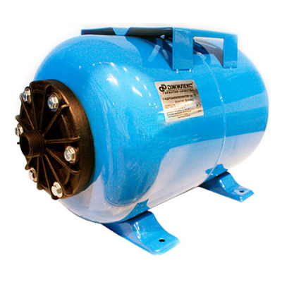  Гидроаккумулятор горизонтальный с пластиковым фланцем 50 ГП Джилекс  рекомендуется использовать с поверхностными насосами мощностью до 1 кВт. Гидроаккумулятор выступает в роли накопителя воды, а также отвечает за поддержание нужного давления воды и компе